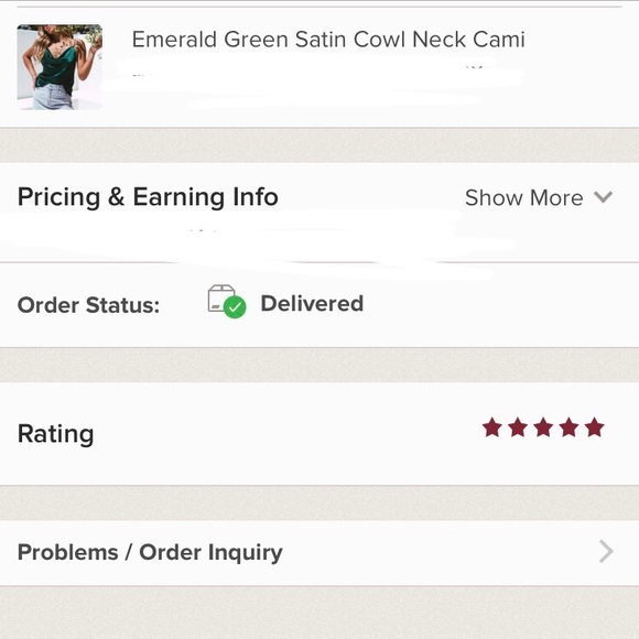 Emerald Green  Satin Cowl Neck Cami - Picture 3 of 3